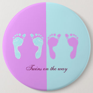 Baby voetafdrukken (Girl/Boy Twins) Ronde Button 6,0 Cm