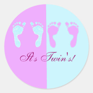 Baby voetafdrukken (Girl/Boy Twins) Ronde Sticker