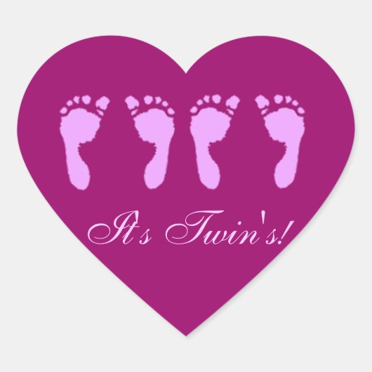 Baby voetafdrukken (Girl Twins) Hart Sticker (Voorkant)