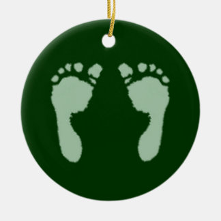 Baby voetafdrukken (groen) keramisch ornament