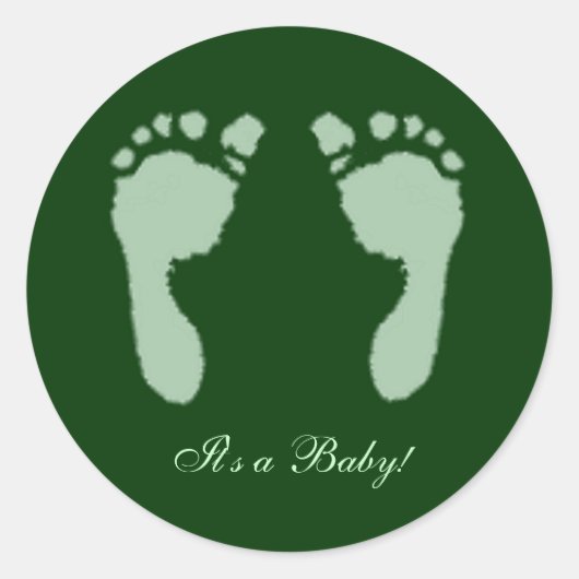 Baby voetafdrukken (groen) ronde sticker (Voorkant)
