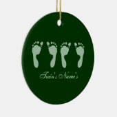 Baby voetafdrukken (groene tweelingen) (Deurhanger Keramisch Ornament (Rechts)