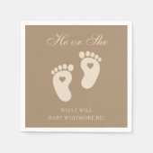 Baby Voetafdrukken Hij of zij Bruin Geslacht Onthu Servet (Voorkant)