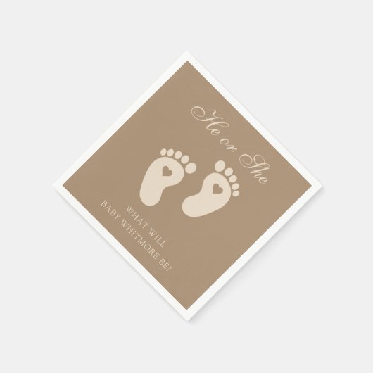 Baby Voetafdrukken Hij of zij Bruin Geslacht Onthu Servet (Hoek)