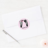 Baby voetafdrukken met Bow op Gingham Ronde Sticker (Envelop)