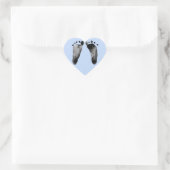 Baby voetafdrukken op blauw hart sticker (Tas)