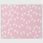 Baby voetafdrukken op een roze achtergrond cadeaupapier (Vlak)