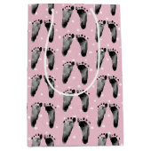 Baby voetafdrukken op poka Dots Medium Gift Bag Medium Cadeauzakje (Voorkant)