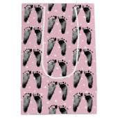 Baby voetafdrukken op poka Dots Medium Gift Bag Medium Cadeauzakje (Achterkant)