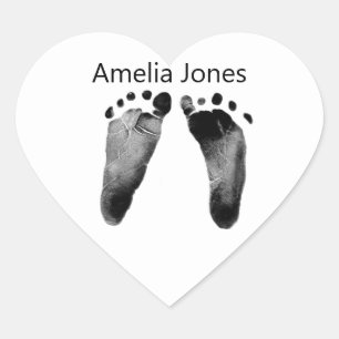 Baby voetafdrukken op wit hart sticker