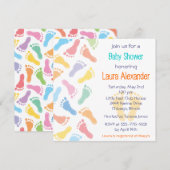 Baby voetafdrukken — Uitnodiging tot Baby shower (Voorkant / Achterkant)