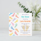 Baby voetafdrukken — Uitnodiging tot Baby shower (Staand voorkant)