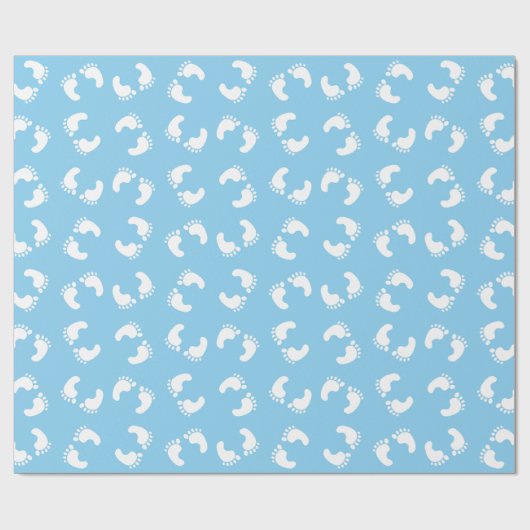 Baby Voetafdrukken, Voetjes, Voetstappen, Blauw, J Cadeaupapier (Vlak)