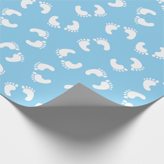 Baby Voetafdrukken, Voetjes, Voetstappen, Blauw, J Cadeaupapier (Hoek)
