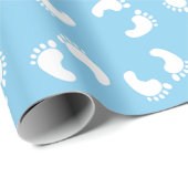 Baby Voetafdrukken, Voetjes, Voetstappen, Blauw, J Cadeaupapier (Rol Hoek)
