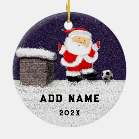Baby Voetbal Kerstmis Keramisch Ornament (Achterkant)