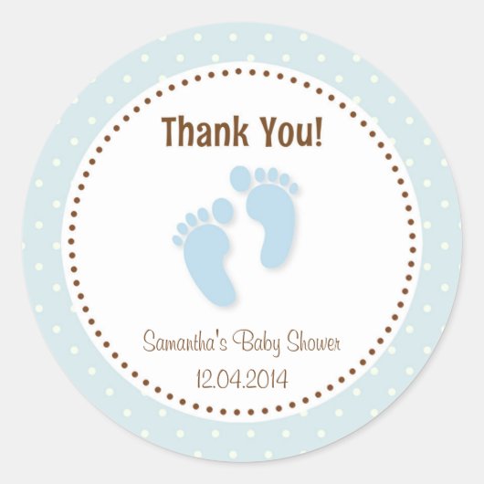 Baby Voeten Baby shower Sticker Pastel Blauw (Voorkant)