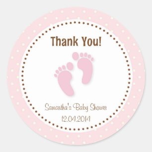 Baby Voeten Baby shower Sticker Pastel Roze