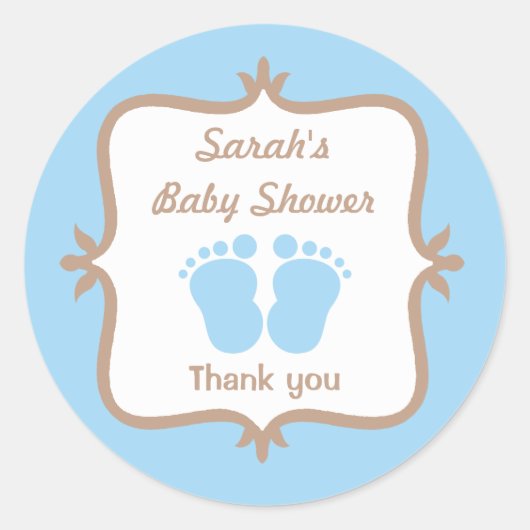 Baby Voeten Blauw Ronde Sticker (Voorkant)
