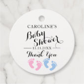 Baby Voeten Geslacht Onthullen Roze Blauw Baby sho Bedankjes Labels (Voorkant)