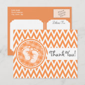 Baby Voeten; Oranje en witte Chevron Briefkaart (Voorkant / Achterkant)
