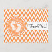 Baby Voeten; Oranje en witte Chevron Briefkaart (Voorkant)