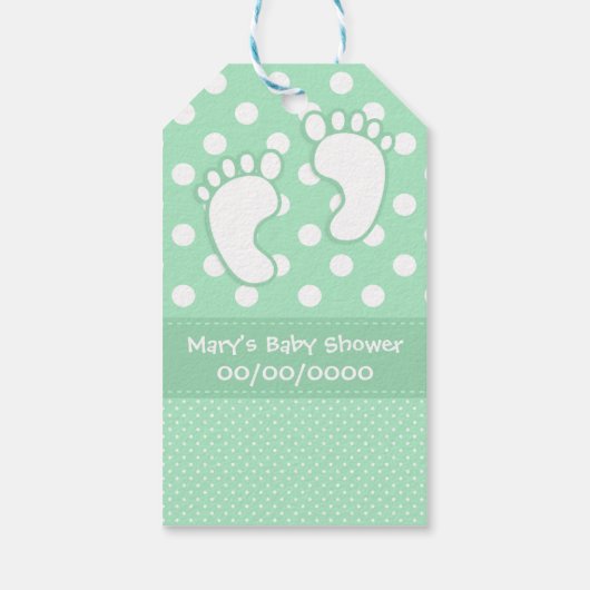 Baby Voeten Polka Dot Cadeaulabel (Achterkant)