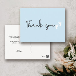 Baby Voetenblauw minimal Modern baby shower Briefkaart