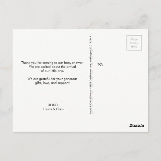 Baby Voetenblauw minimal Modern baby shower Briefkaart (Achterkant)