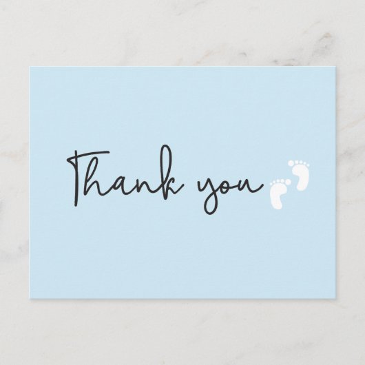 Baby Voetenblauw minimal Modern baby shower Briefkaart (Voorkant)