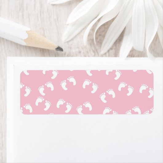 baby VOETPRINTS LICHTE PINKACHTERGROND WALLPAPIE Etiket (Insitu)