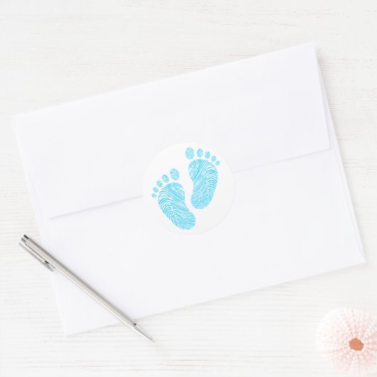 Baby voetstappen ronde sticker (Envelop)
