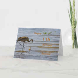 Baby vogel in het meer Happy 1th Birthday Aankondiging