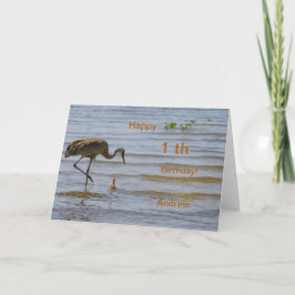 Baby vogel in het meer Happy 1th Birthday Aankondiging