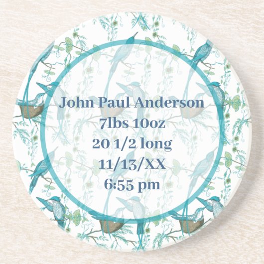 Baby Vogel met Moma en Papa Vogel Onderzetters (Voorkant)