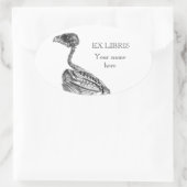 baby vogel skelet etsen ex libris ovale sticker (Tas)