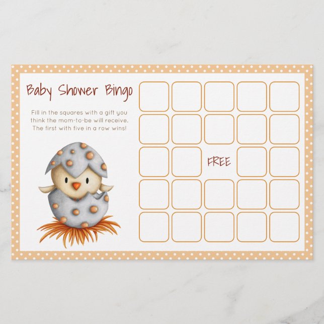 Baby Vogeldraden Neutraal Baby shower Bingo Kaart (Voorkant)