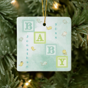Baby vogelklokken Persoonlijke naam Kerstmis Keramisch Ornament