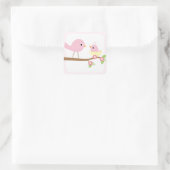 Baby Vogelnest (roze) Vierkante Sticker (Tas)
