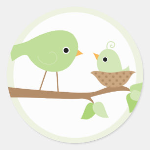Baby-vogelnesten (groen) ronde sticker