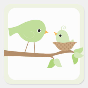 Baby-vogelnesten (groen) vierkante sticker