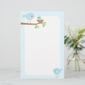 Baby vogelnestje (blauw) briefpapier (Staand voorkant)