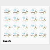 Baby vogelnestje (blauw) ronde sticker (Vel)