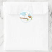 Baby vogelnestje (blauw) ronde sticker (Tas)