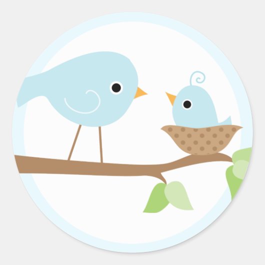 Baby vogelnestje (blauw) ronde sticker (Voorkant)