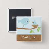 Baby vogelnestje (blauw) vierkante button 5,1 cm (Voorkant /achterkant)
