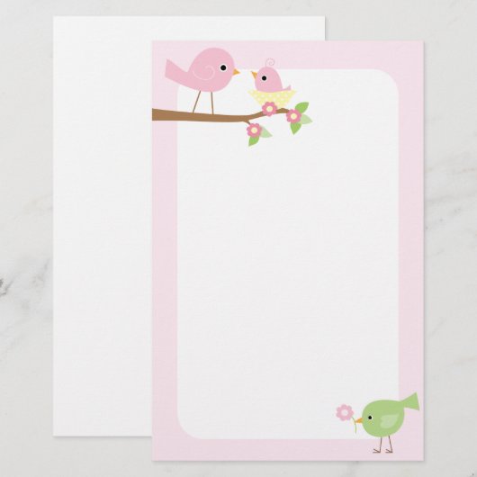 Baby vogelnestje (roze) briefpapier (Voorkant / Achterkant)