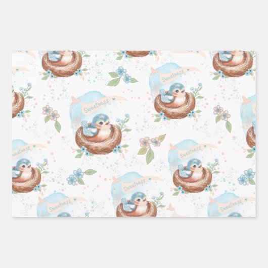 Baby Vogelpakpapier Inpakpapier Vel (Voorkant 3)