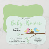 Baby vogels Branch Nest Baby shower Invitation Kaart (Voorkant / Achterkant)