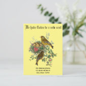Baby vogelstand nesten nieuwe mededeling thuisbas Aankondigingskaart (Staand voorkant)